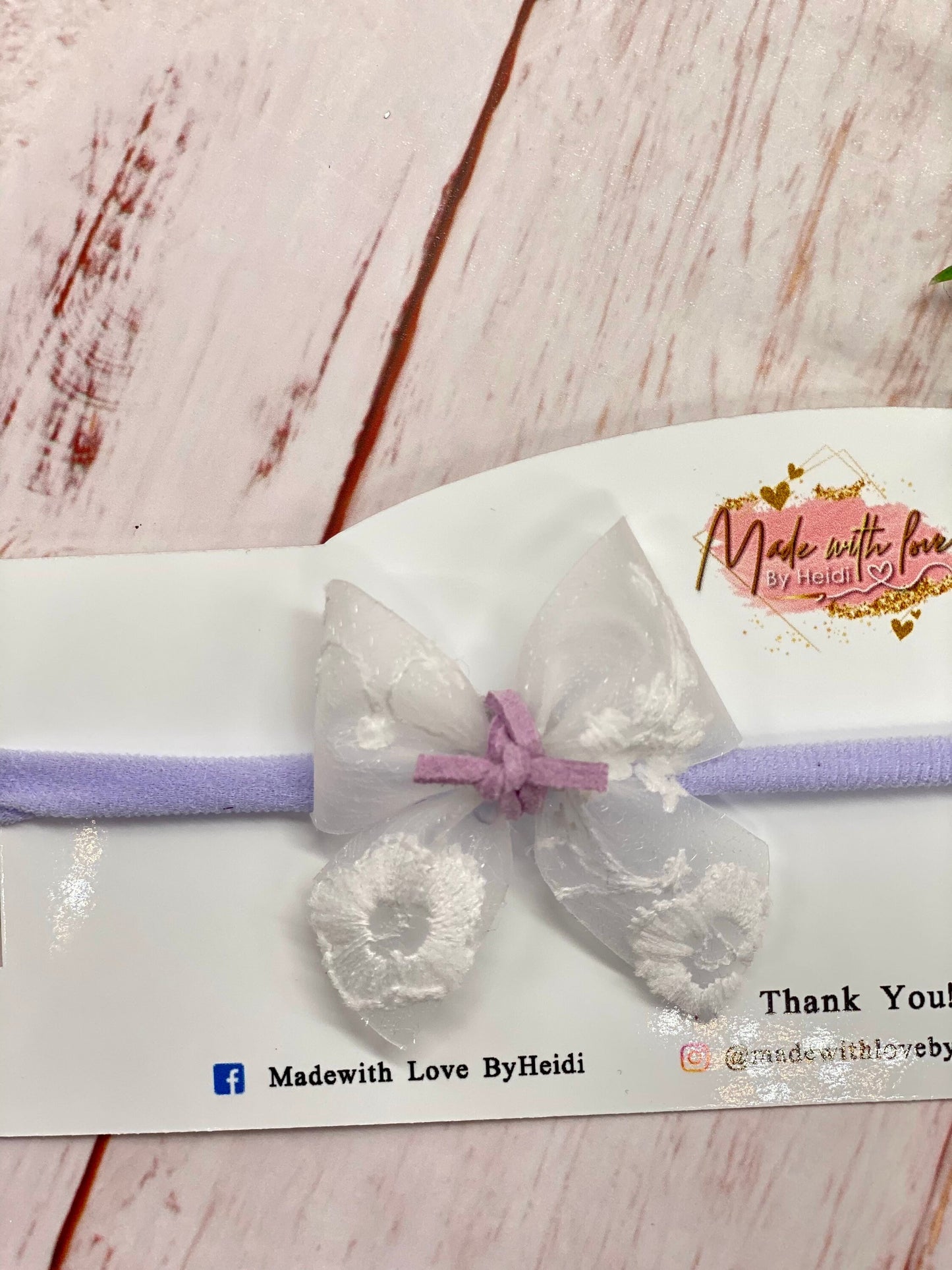 2” baby headband with lace bow