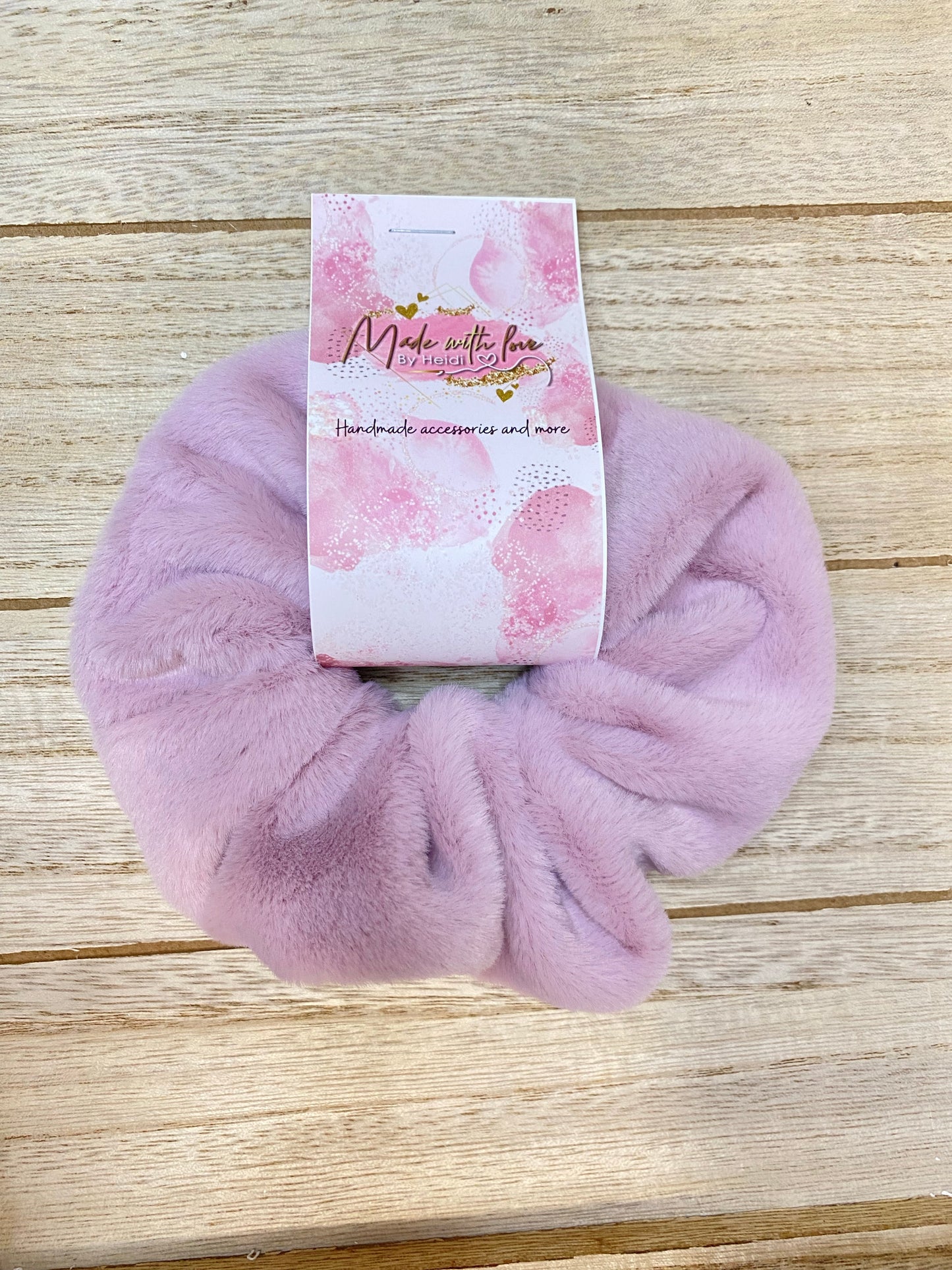 Purple faux fur scrunchie