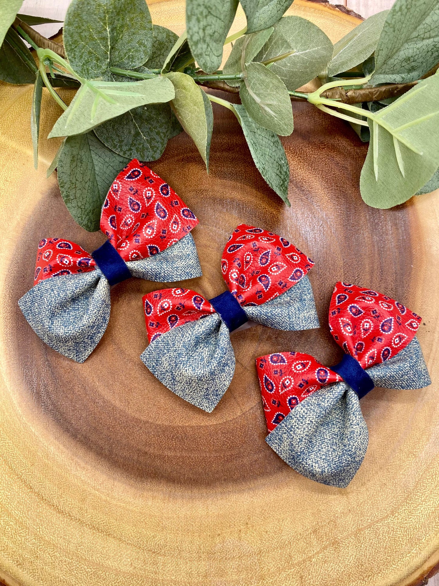 Bandanna denim bow