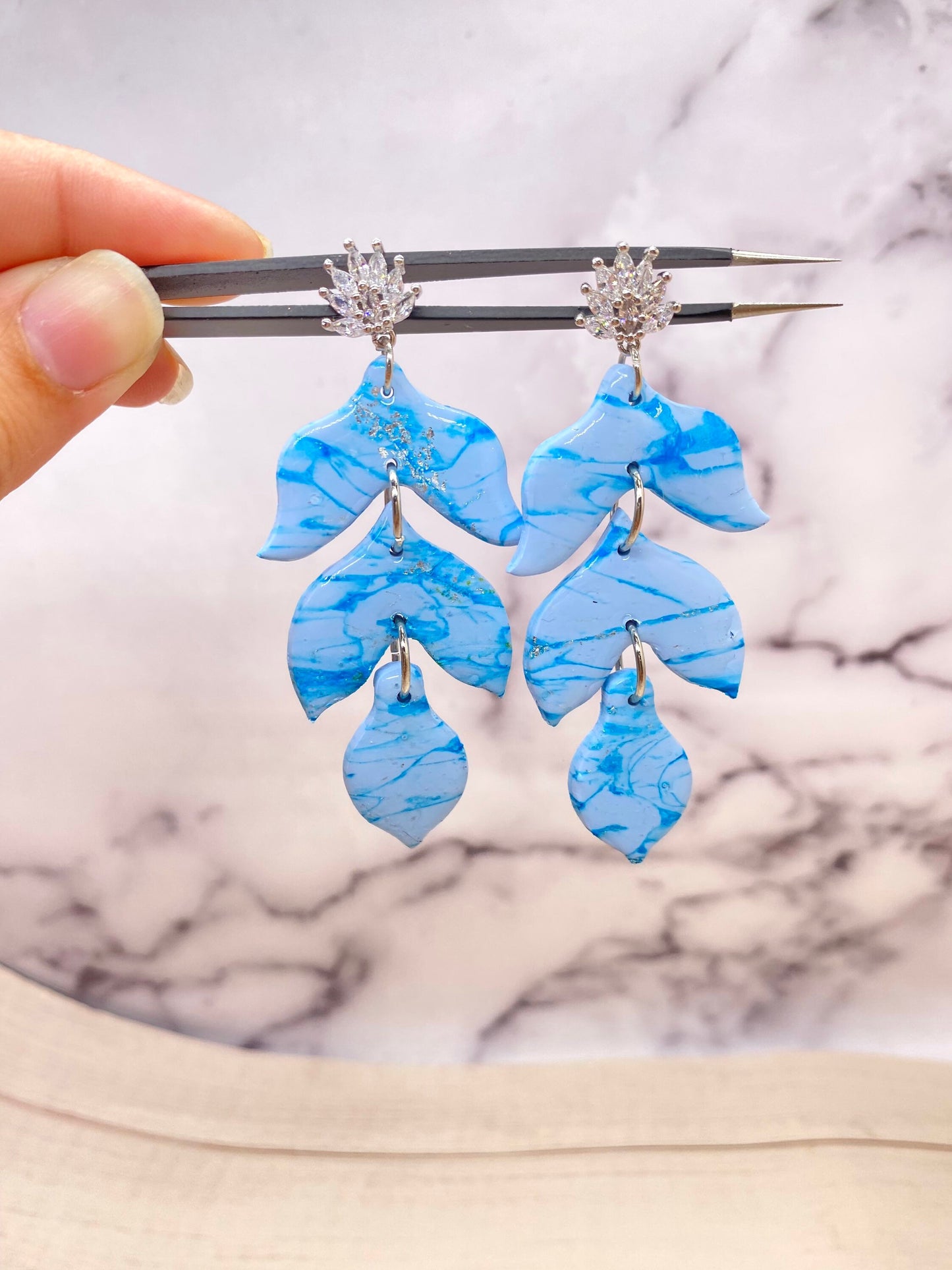 Blue marble earrings