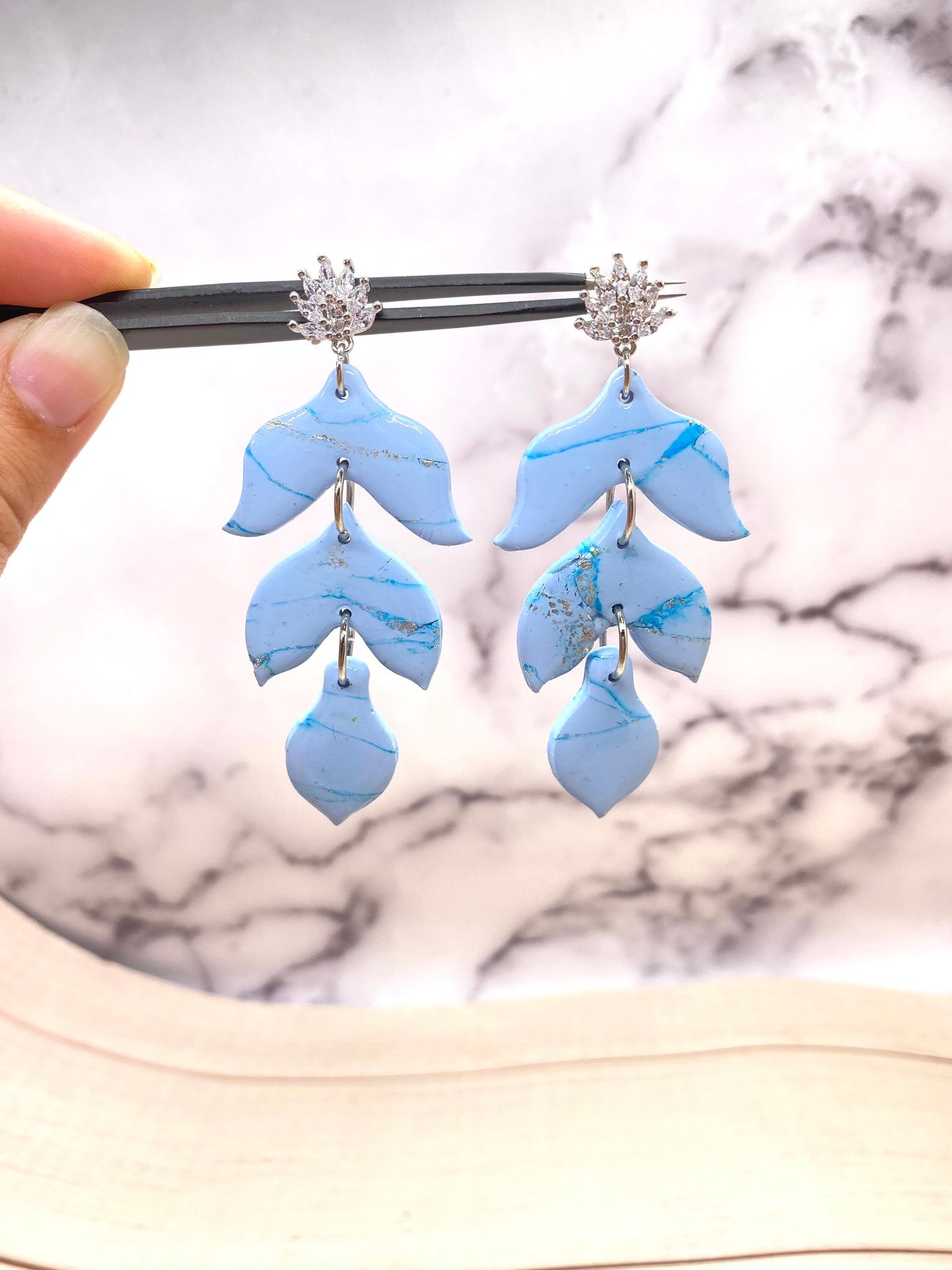 Blue marble earrings