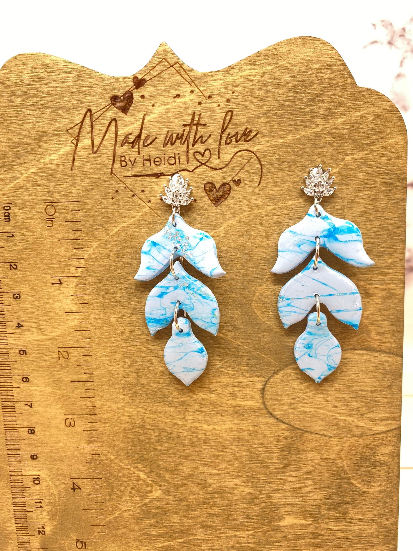 Blue marble earrings