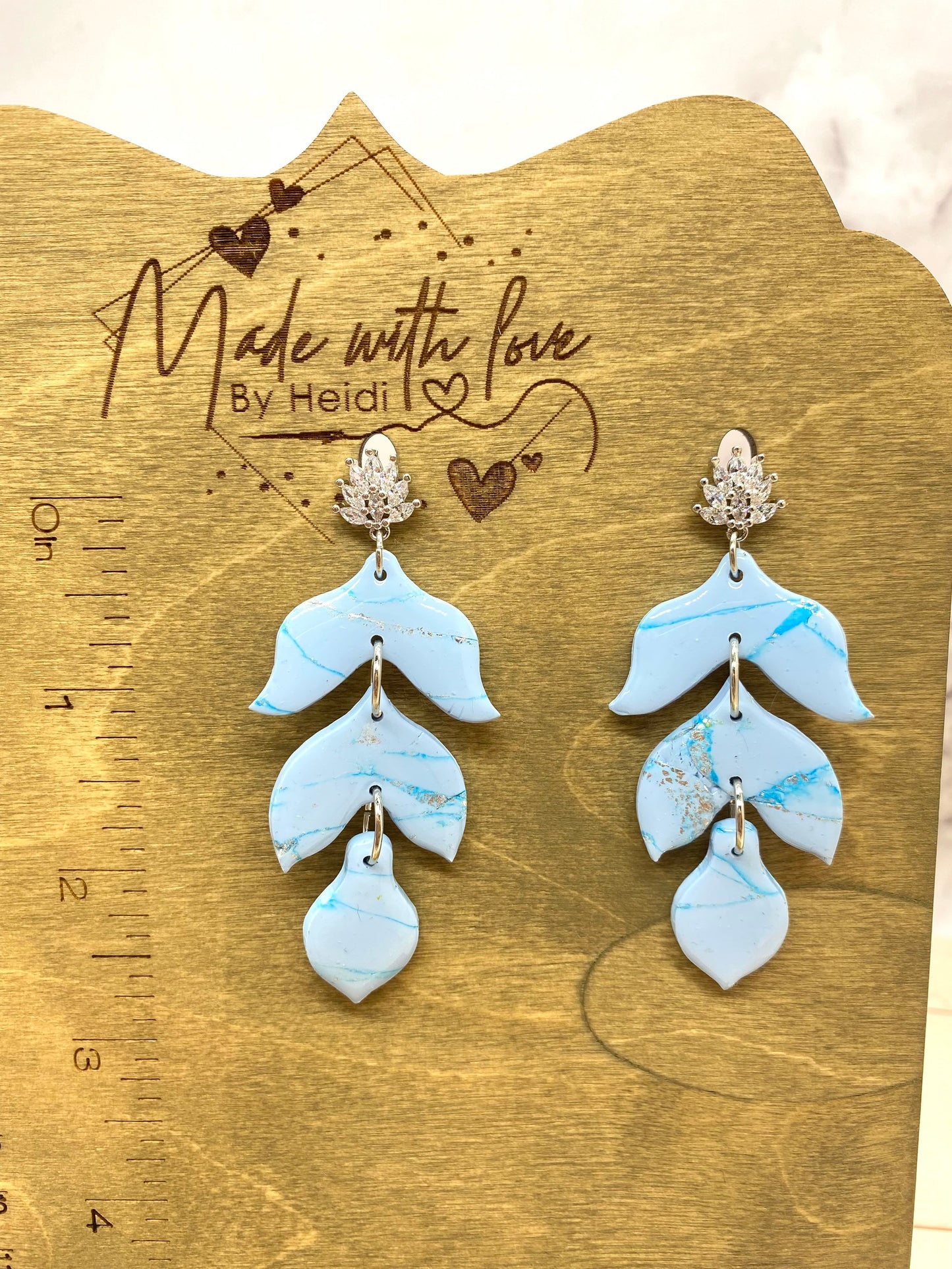 Blue marble earrings