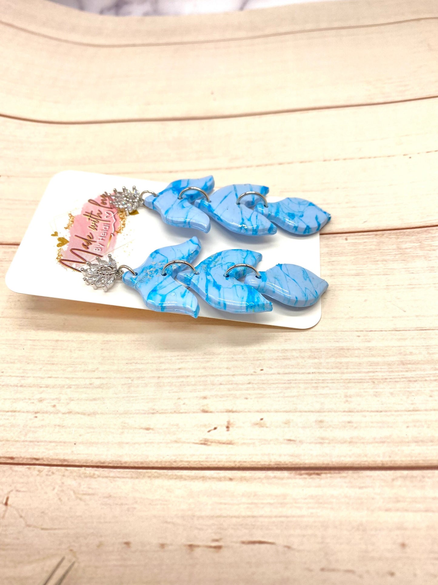 Blue marble earrings