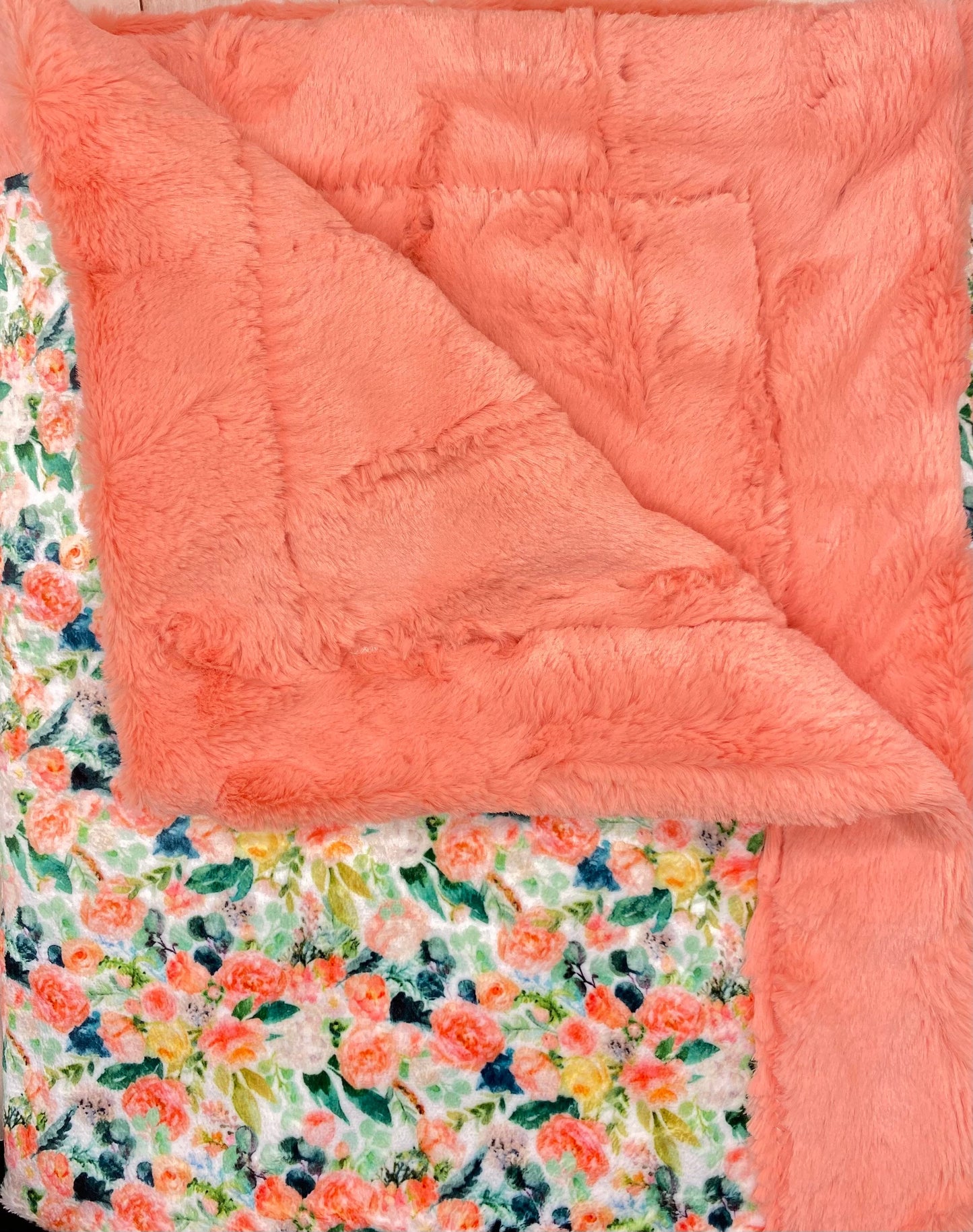 Lush Blush self binding blanket