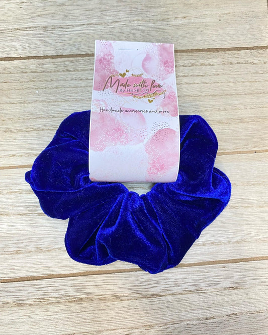 Sapphire velvet scrunchie