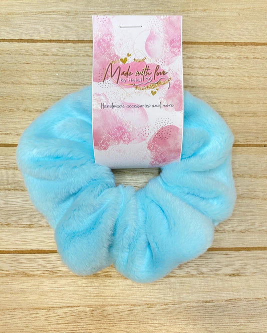 Baby blue faux fur scrunchie