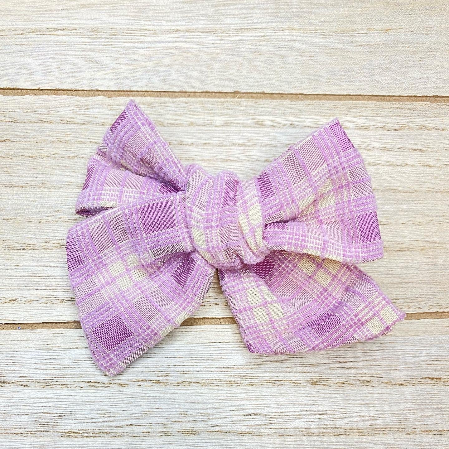 Purple plaid bow