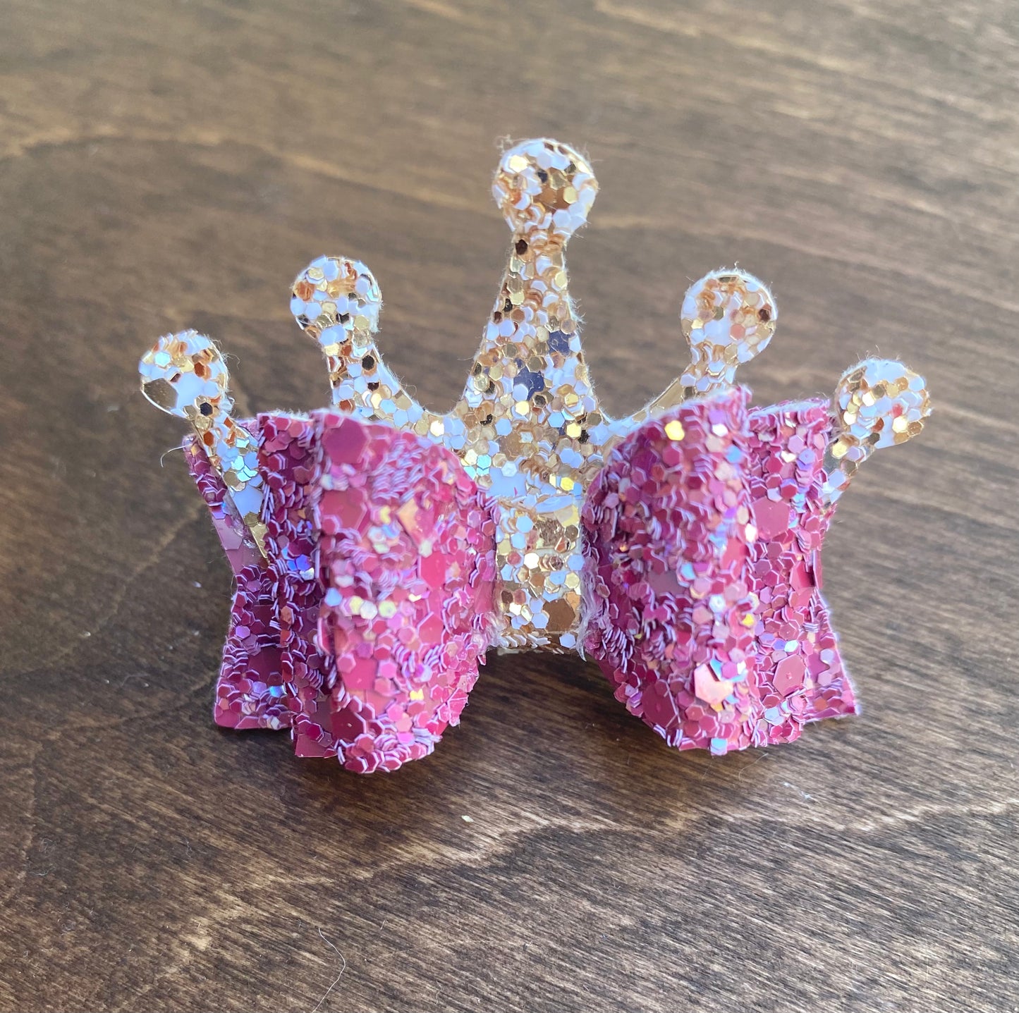 Pink and Gold crown Princess bow