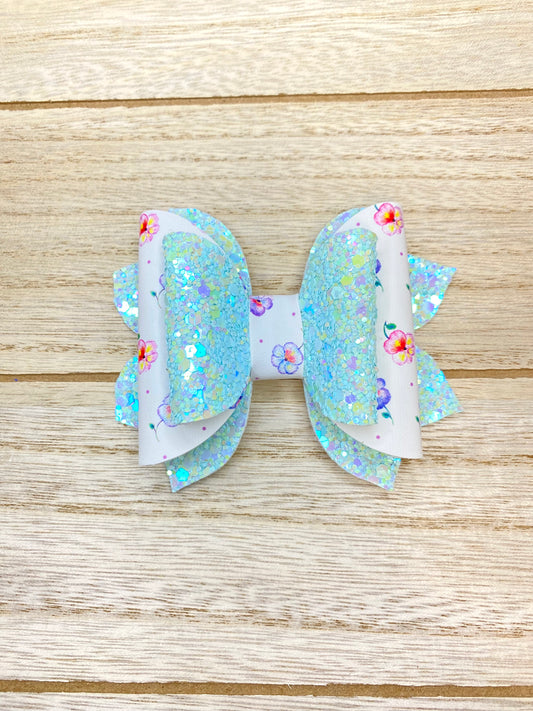 Blue floral bow