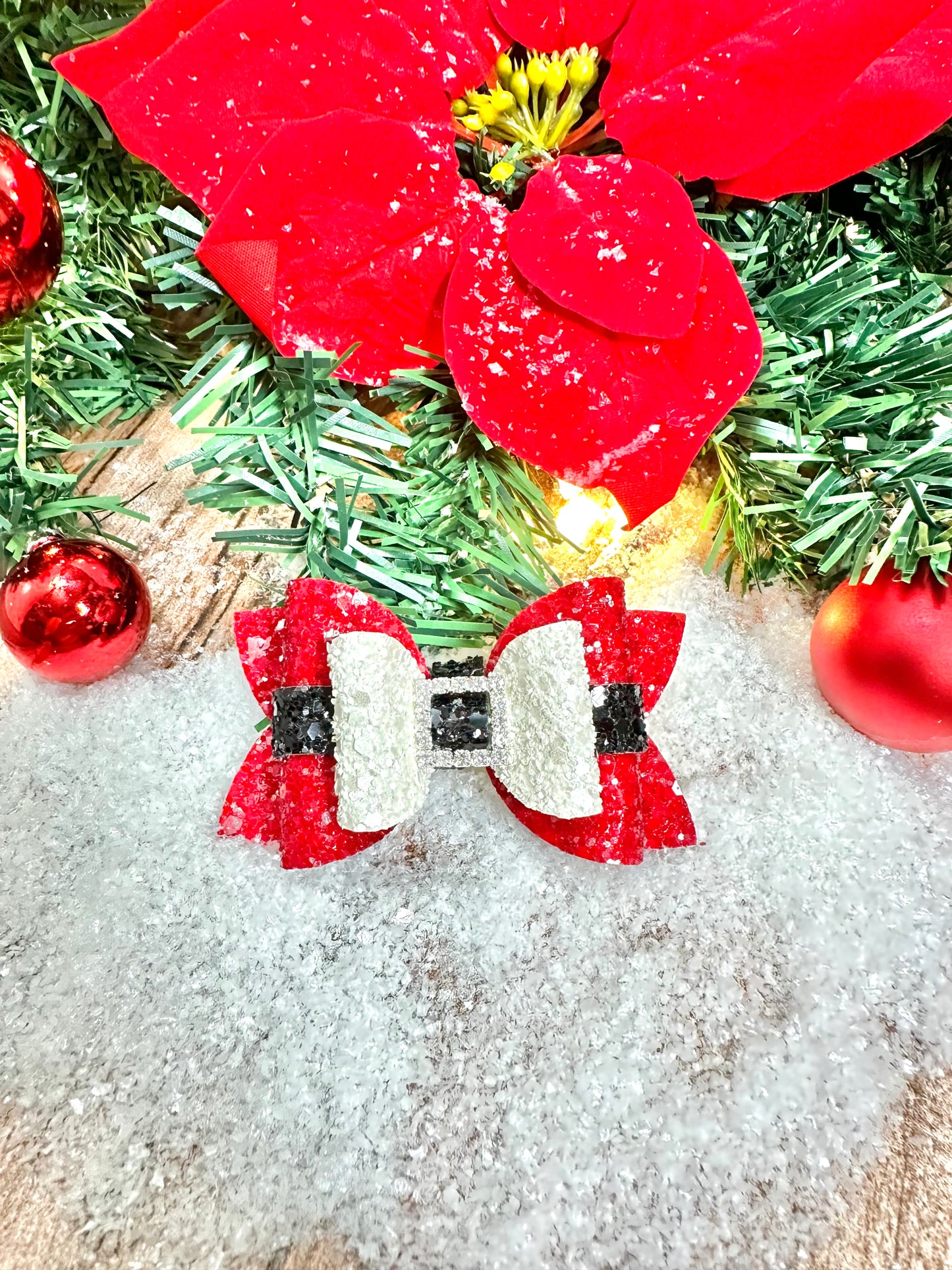 Glitter Santa bow