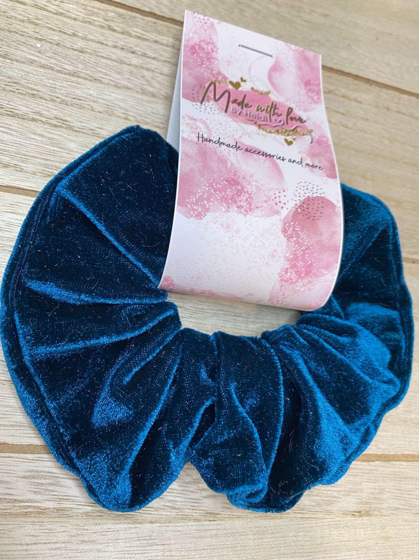 Teal velvet scrunchie