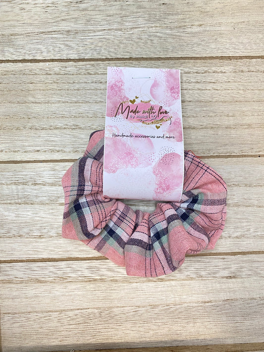 Pink plaid scrunchie