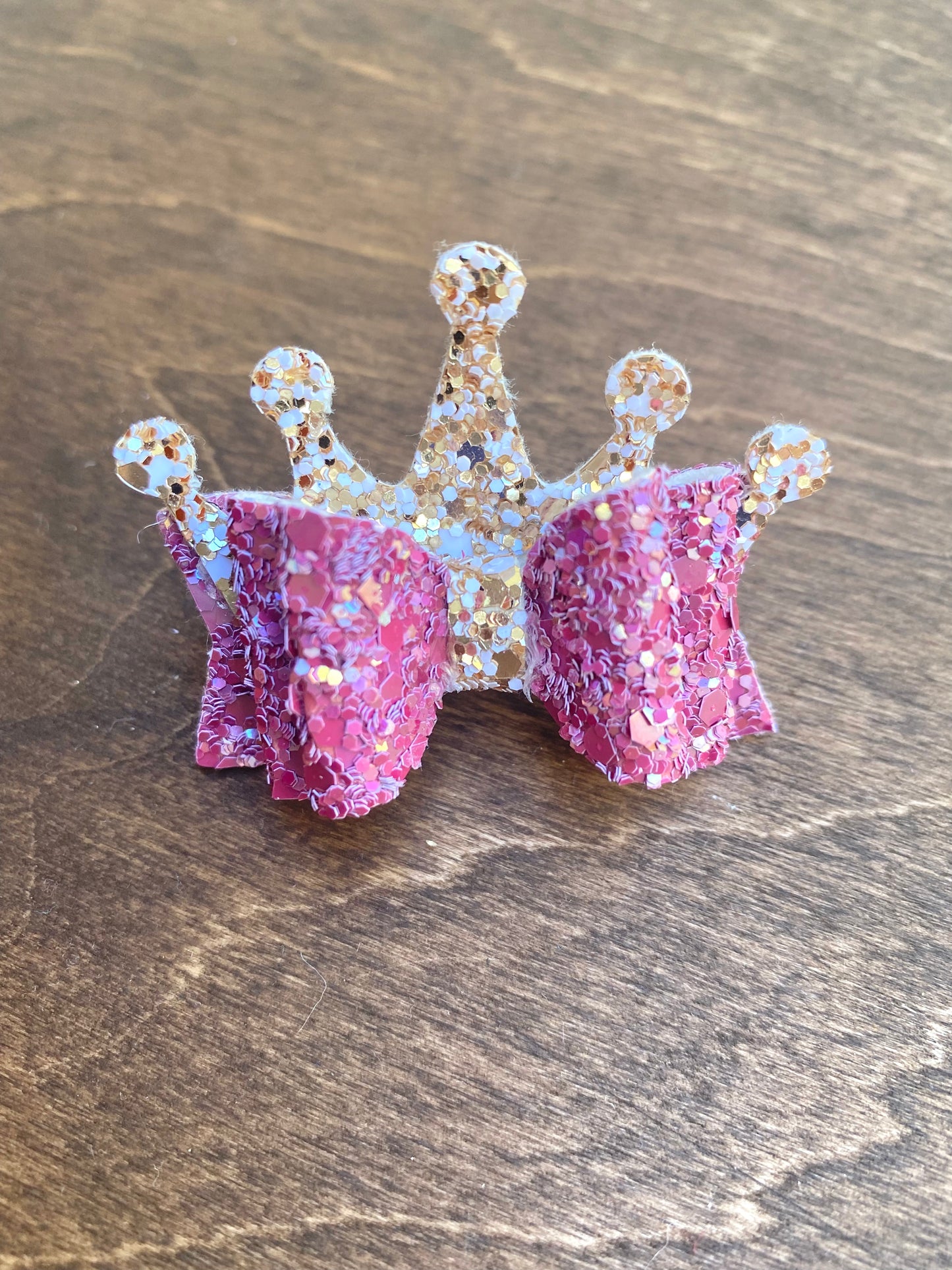 Pink and Gold crown Princess bow