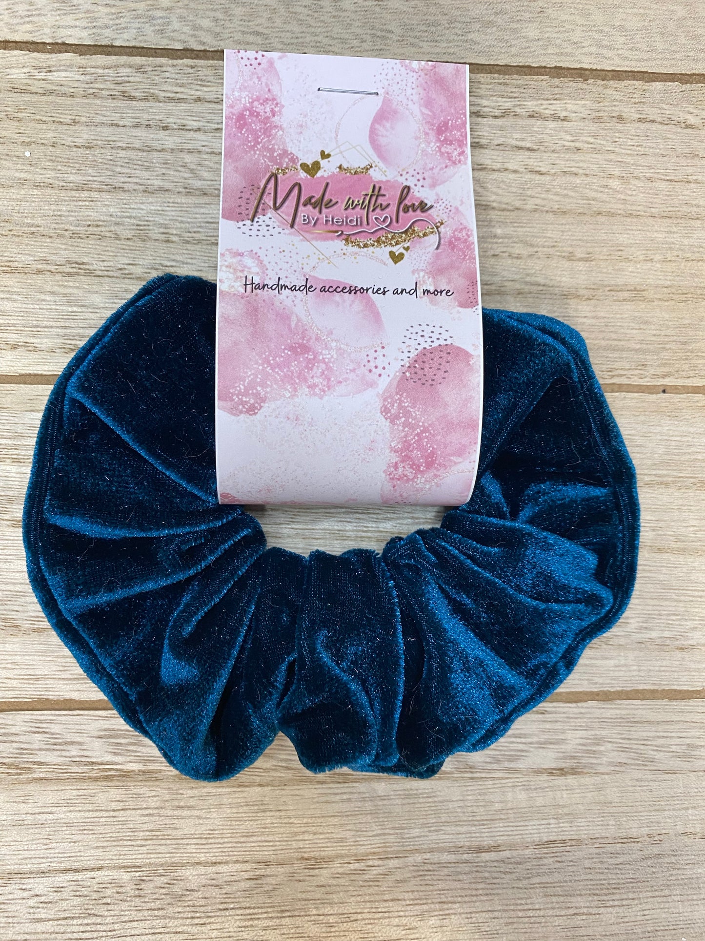 Teal velvet scrunchie