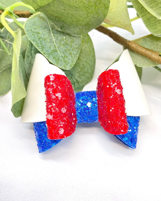 Red, white and blue bow