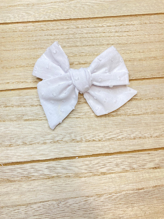 White Swiss dot bow